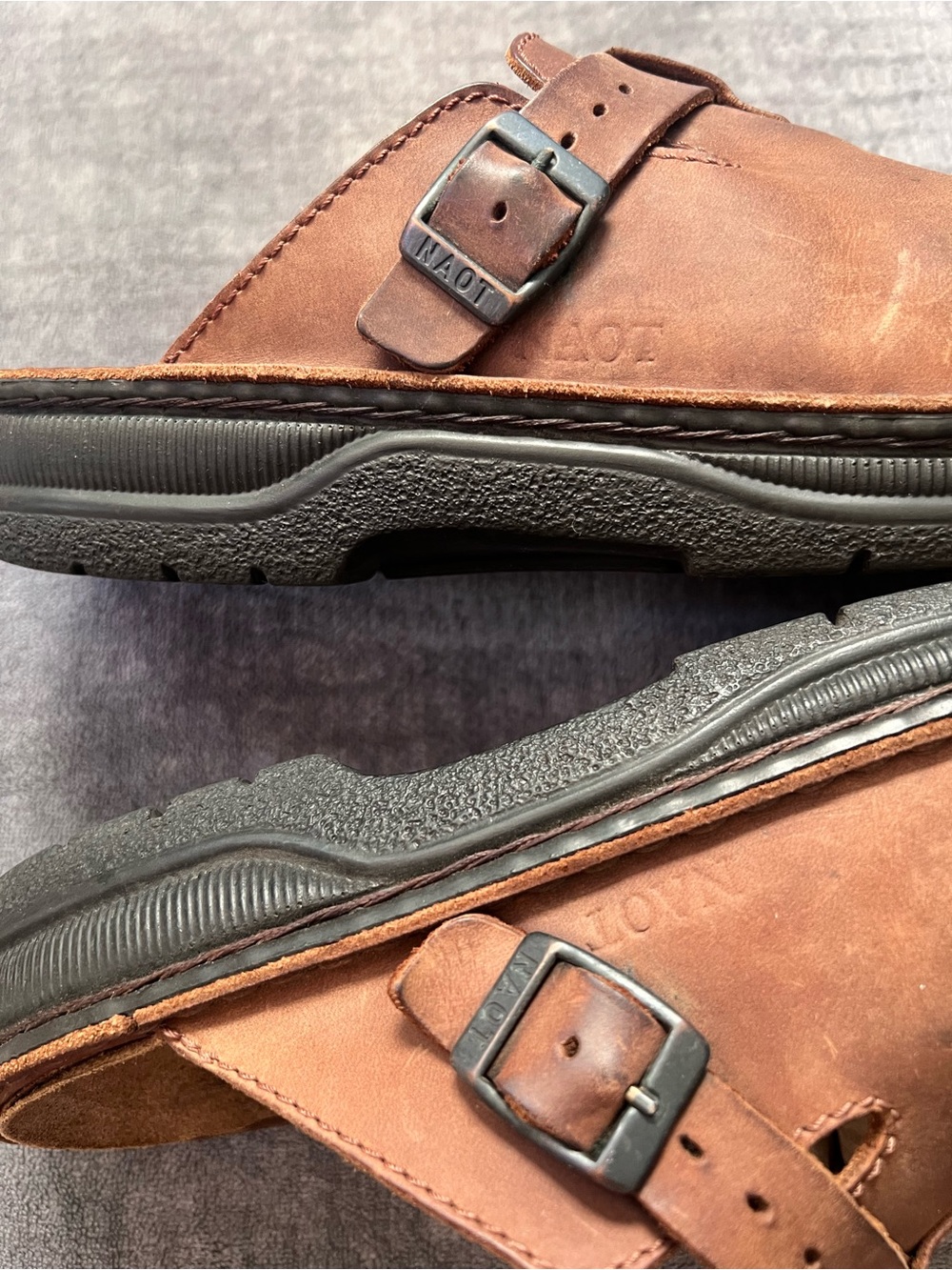 Naot Fiord Clogs Mens EU 45 US 12 Crazy Horse Leather Slip On Mule Buckle Strap - Picture 10 of 16